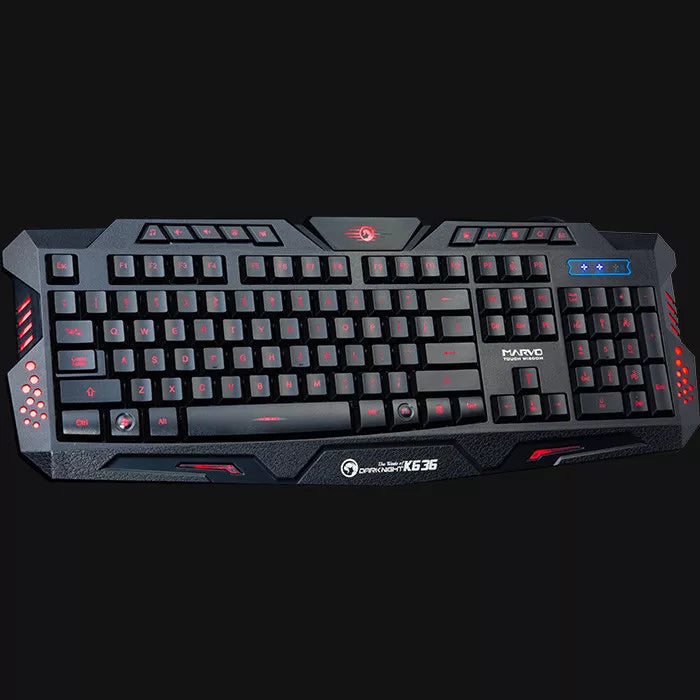Marvo Scorpion K636 Gaming Keyboard – USB Wired, 1ms Response Time, 3-Color Backlight Marvo Scorpion K636 Gaming Keyboard – USB Wired, 1ms Response Time, 3-Color Backlight